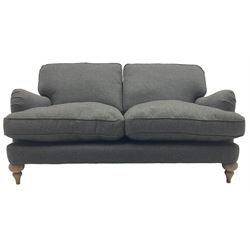  Marks and Spencer - 'Rochester' two-seat sofa on turned light wood feet, upholstered in charcoal fabric 