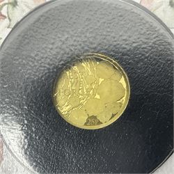 Queen Elizabeth II Alderney 2019 ‘Centenary of Remembrance’ 9ct solid gold coin cover, cased in Jubilee Mint folder with certificate 