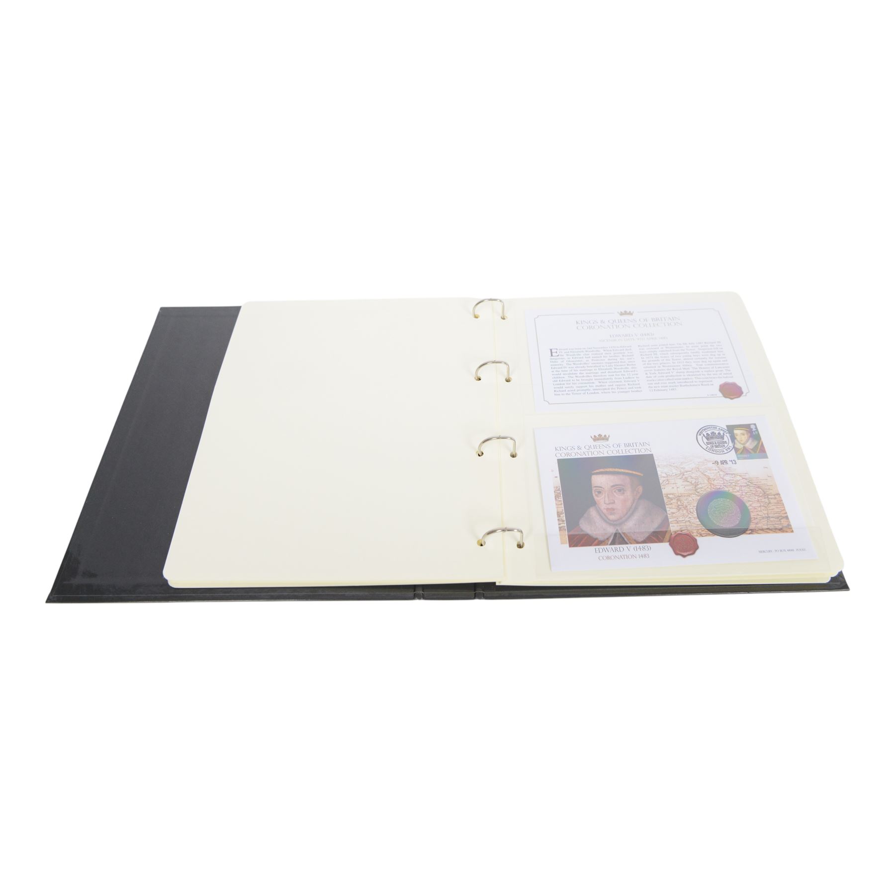 Westminster 'Kings & Queens of Britain Coronation Collection', set of twenty-two coin covers featuring reproductions of notable British coins, housed in two ring binder folders