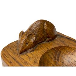'Mouseman' oak ashtray, canted rectangular form with carved mouse signature, by Robert Thompson of Kilburn