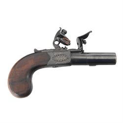 Flintlock ladies muff pistol, circa 1800, with smooth bore screw barrel, lock inscribed Grierson London, Gun Maker to His Majesty  