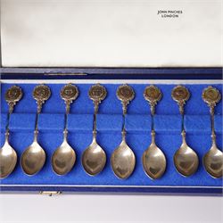 'The Twelve Roman Spoons' a set of twelve silver spoons each with the head of a Deity in fitted case London 1971 Maker John Pinches