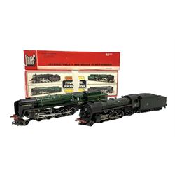 '00' gauge - French Jouef SNCF 2-8-2 locomotive No.141-R-416 with eight-wheel tender; and Hornby Class 9F 2-10-0 locomotive 'Evening Star' No.92220 with six-wheel tender; both boxed (2)