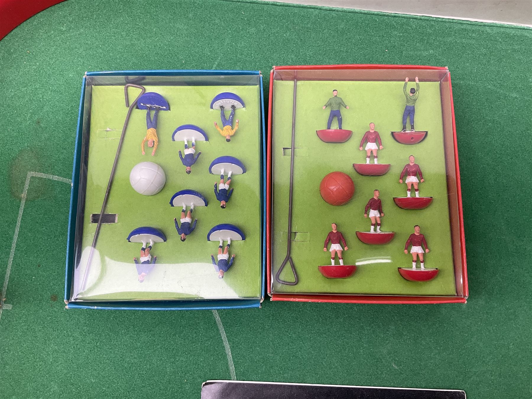 Subbuteo - 1970s Football Express 5-a-side table football game; together with Test Match Edition Table Cricket; both boxed with instructions (2)