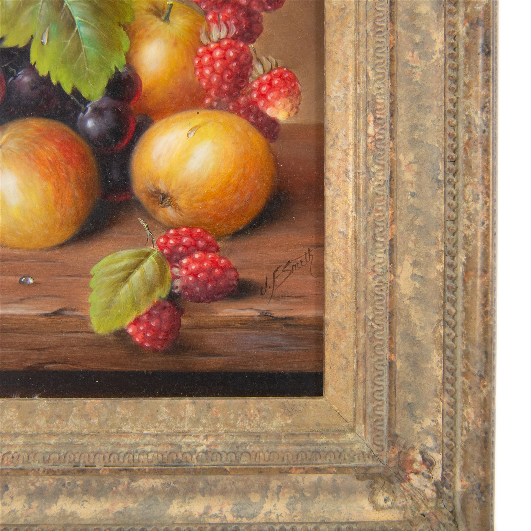 John F Smith (British 1934-): Still Life of Fruit, pair oils on board signed 29cm x 24cm
Notes: Smith was employed by Royal Worcester as a fruit painter between 1950 and 1971.