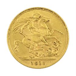 King George V 1911 gold full sovereign coin