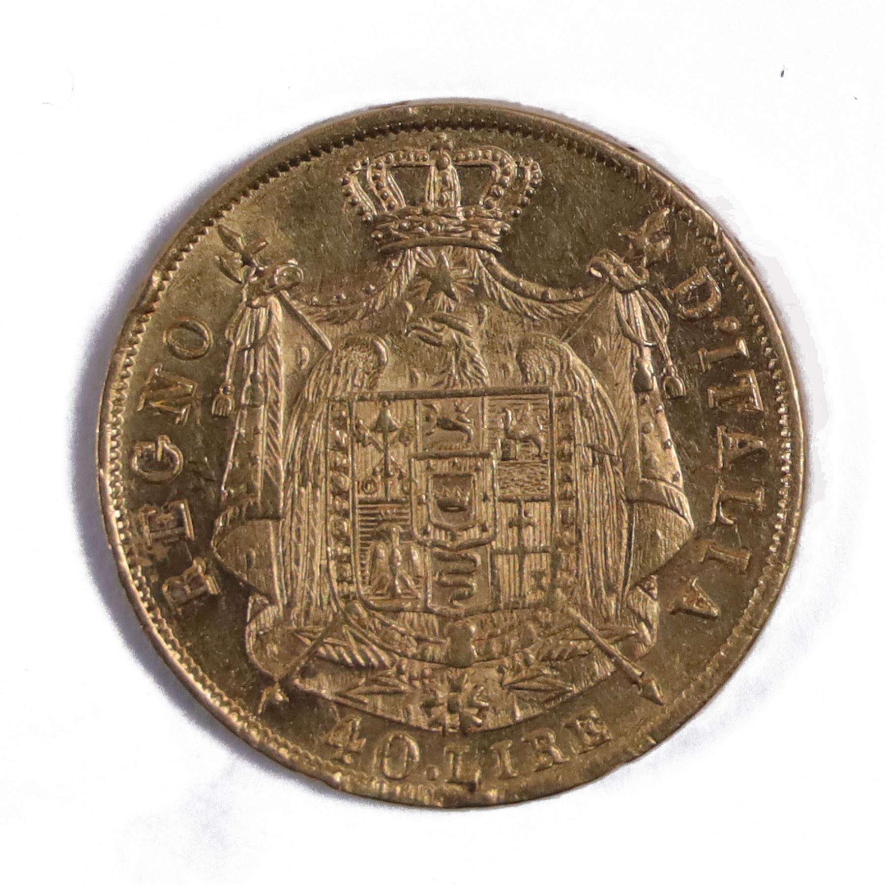 Italy Napoleon I 1814 gold forty lire coin