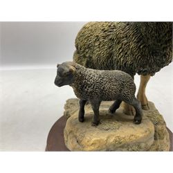 Border Fine Arts limited edition Herdwick Ewe and Lamb figure group, by Ray Ayres, 270/500, with wood base and certificate, H16cm