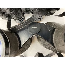 Twelve pairs of binoculars to include BWCF 7x35 Extra Wide Angle, Carl Zeiss Jena Delturis 8x24, Carl Zeiss Jena Jenoptem 8x30W, Chinon Countryman 10x50,  Ajax 8x30, Regent 16x50, etc,  some with cases