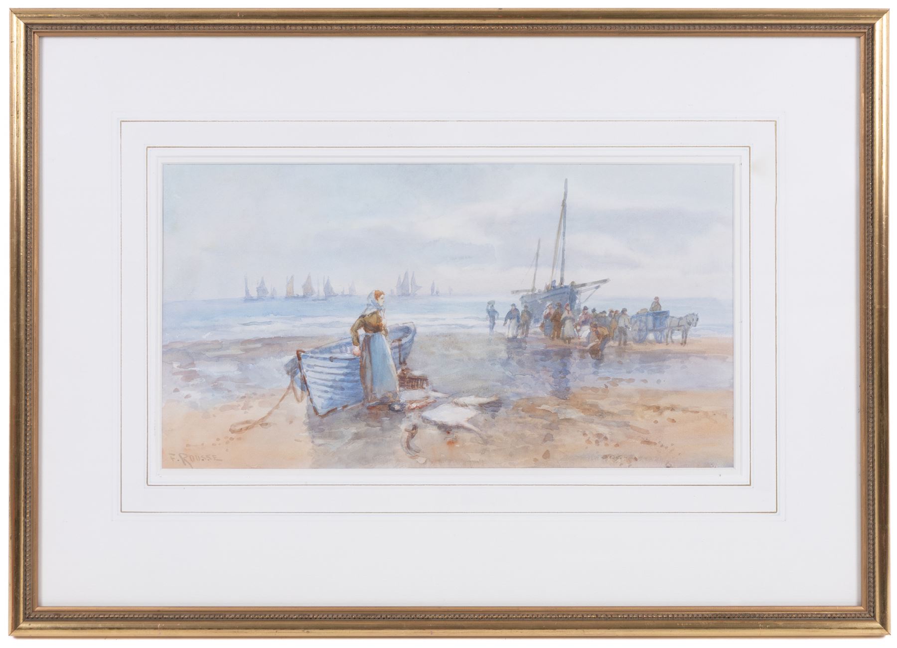 Frank Rousse (British fl.1897-1917): On the Shore, watercolour signed 22cm x 41cm 