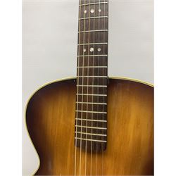 1958 Hofner Senator acoustic guitar with two-tone finish and Hofner label bearing serial no.5315, L104cm overall; in soft carrying case.