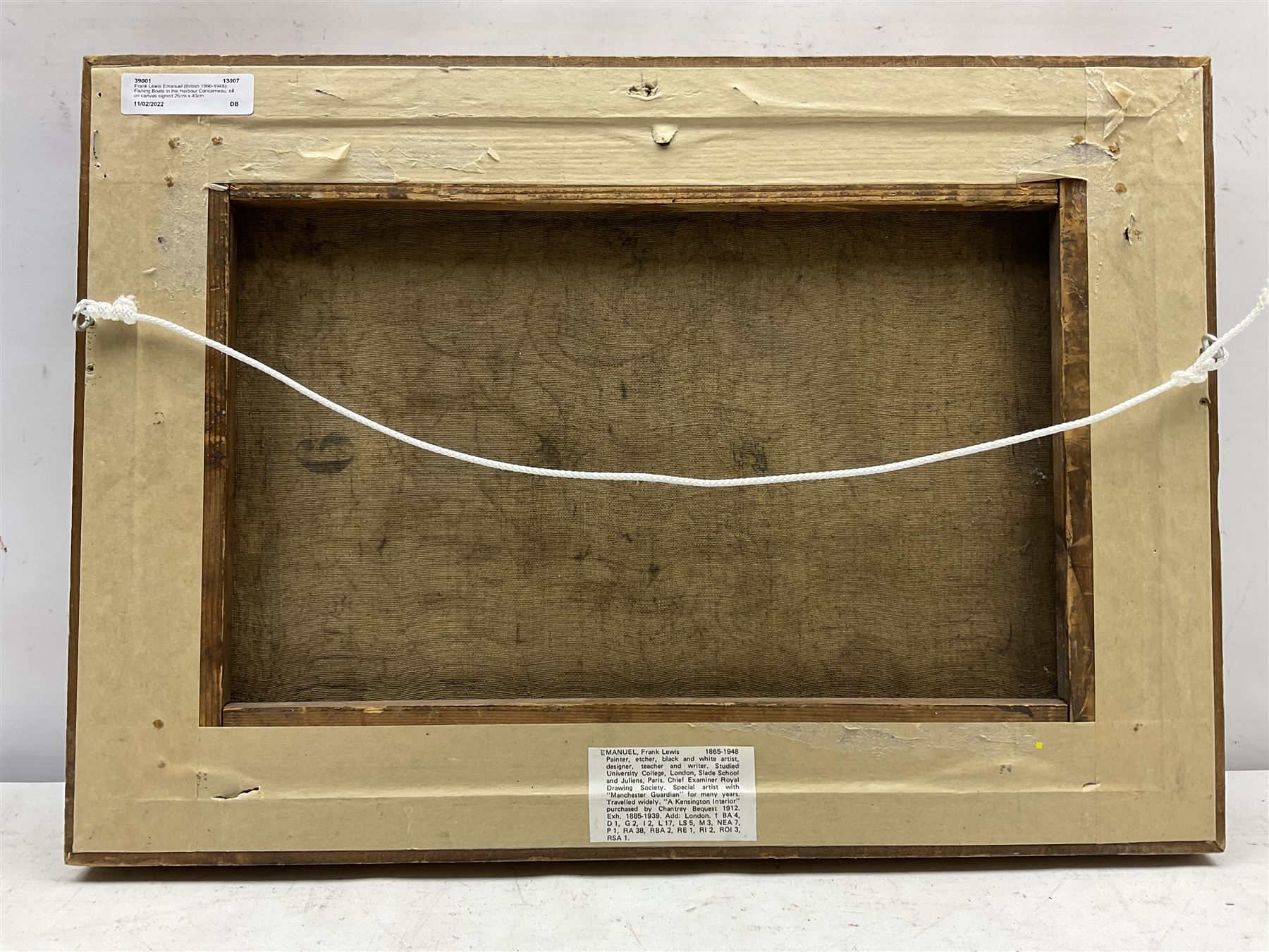 Frank Lewis Emanuel (British 1866-1948): Fishing Boats in the Harbour Concarneau, oil on canvas signed 26cm x 40cm