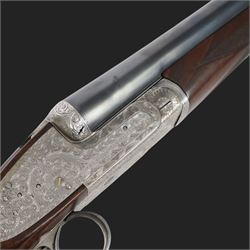 AYA 12 bore double trigger sidelock ejector, side by side double barrel shotgun with 71cm (28