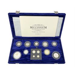 The Royal Mint United Kingdom Millennium 2000 silver coin collection, cased with certificate