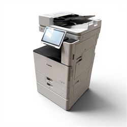 Canon Image Runner Advance DX C3720i multifunction laser printer, floor standing with two trays, A3 and A4, copier and scanner with auto feed and manual, base storage cupboard, with spare toner