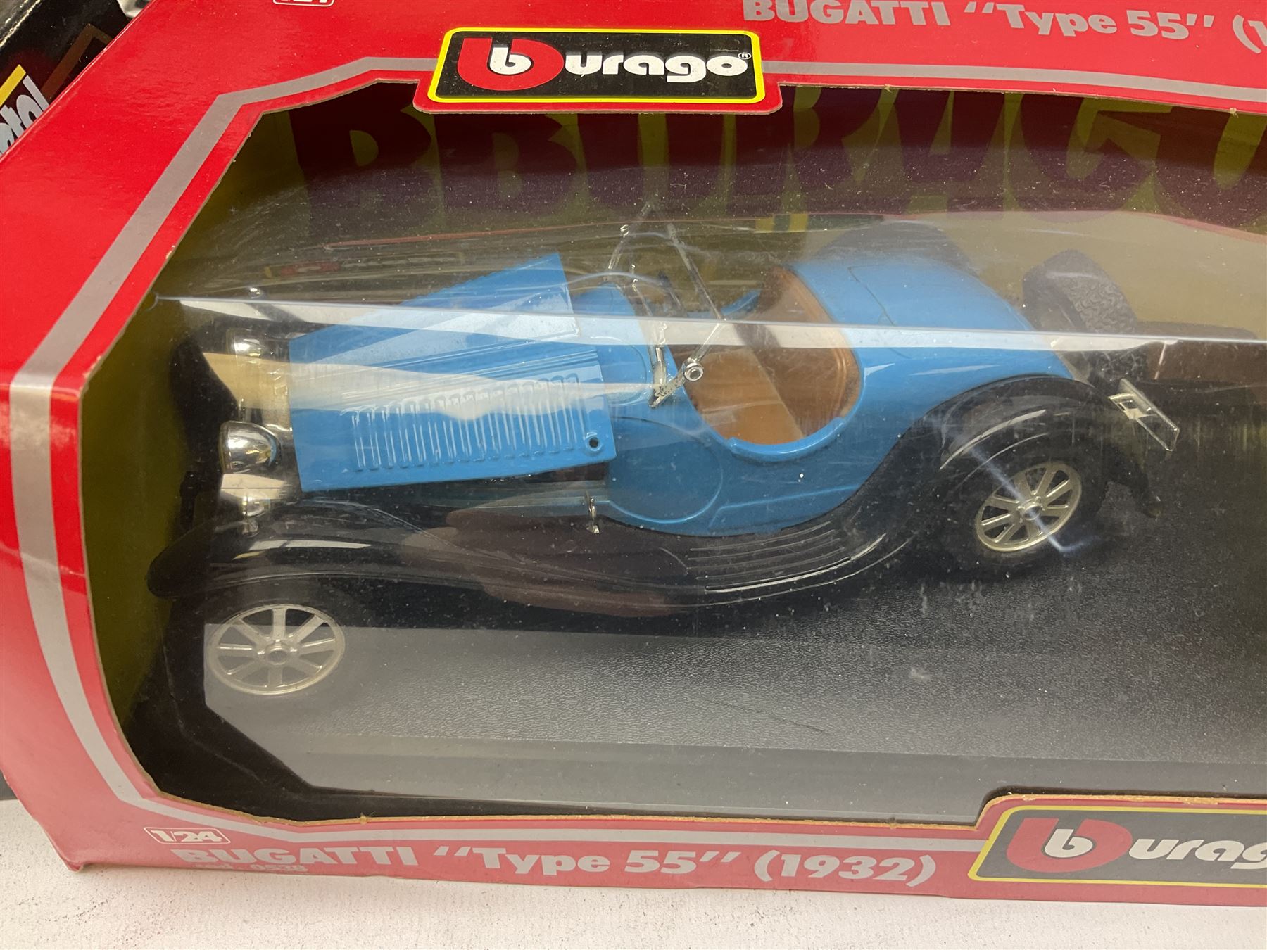 Nine 1:18/1:24 scale die-cast models - two Foxtons Mini Coopers; Road Legends Shelby Cobra; Maisto Mustang Mach III; and five by Bburago including Porsche 356B Cabriolet 1961, Chevrolet Corvette Convertible 1998 etc; all boxed (9)