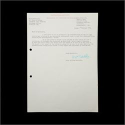Signed Correspondence from Peter Sutcliffe (The Yorkshire Ripper) Concerning Bankruptcy and Victim Compensation, a collection of five signed letters from convicted serial killer Peter William Sutcliffe to his trustee in bankruptcy, relating to court-ordered compensation to his victims.
Notes: Comprising two typed and two handwritten letters from January–February 1988, signed “P. Wm. Sutcliffe,” discussing his bankruptcy discharge and expressing resentment over financial penalties. Includes a Times newspaper clipping (18 December 1986) on the related legal dispute involving Sutcliffe’s wife, Sonia, and the attempted forced sale of their home.
Addressed to Mr Roy Garthwaite, the appointed trustee in Sutcliffe’s bankruptcy. Written from Broadmoor Hospital, where Sutcliffe was held following his conviction for murdering 13 women and attempting to murder 7 others between 1975 and 1980.

Provenance: Consigned by the family of Roy Garthwaite. All documents are original; the typed letters are signed by Sutcliffe.
