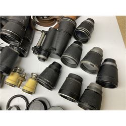 Quantity of binoculars for spares and repair, to include Cogswell & Harrison Primic 8x30, Prinz 8x30, Telstar 35x60, Zeiss Wetzland 8x40 etc