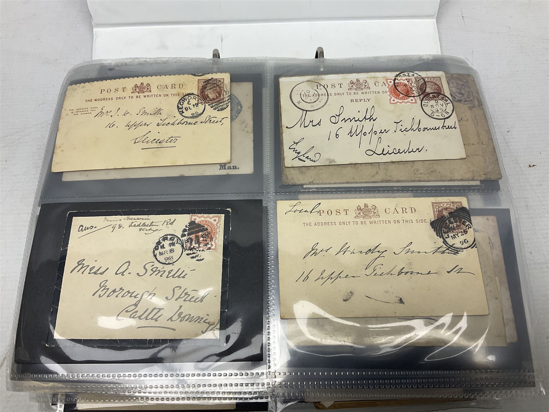 Queen Victoria and later Great British and World postal history, including postal stationary, mourning covers, QV Natal one penny stamps on cover, registered letters, postmark interest etc, housed in a ring binder folder