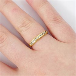 18ct gold diamond half eternity ring, channel set with eight round brilliant cut diamonds, London 1990
