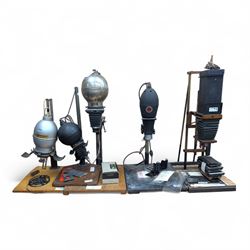 Five mid-20th century photographic enlargers including two The Wasp Enlarger, Paragon Focu...