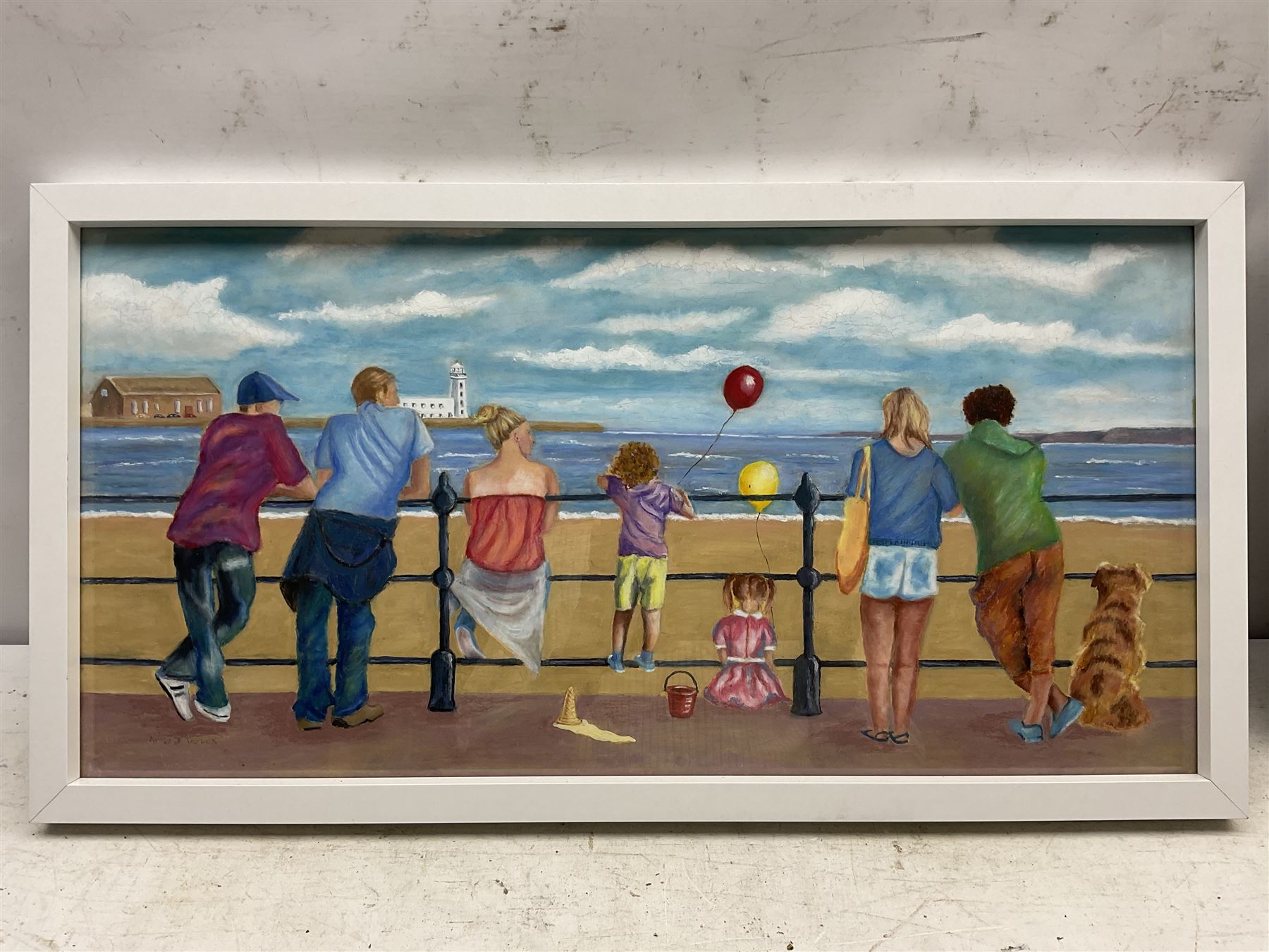 Anne J Taylor (British Contemporary): On Scarborough Foreshore, pastel signed 29cm x 59cm