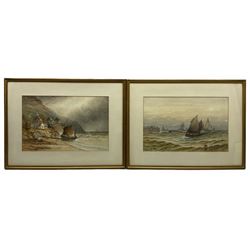 John Francis Bland (British 1857-1899): Berwick on Tweed Fishing Boats near Harbour and Waterford Fishing Boat Beached, pair watercolours signed and dated '90, 28cm x 44cm (2)