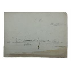 George Balmer (British 1806-1846): 'Dunstanborough Castle' Berwick' 'Blyth' & 'Bamborough Castle', five pencil sketches highlighted in brown and white on grey paper signed titled and dated 1835, 23cm x 32cm; 'Bamborough Castle', 19th century pencil unsigned 34cm x 45cm (unframed) (6)