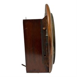 English - Early 20th century 8-day oak cased wall clock c1920, with a spun bezel and 12