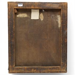 Circle of Sir Joshua Reynolds (British 1723-1792): 'Portrait of Oliver Goldsmith', late 18th to early 19th century oil on canvas inscribed 'Reynolds - Portrait of Oliver Goldsmith' on label verso 60cm x 50cm (unframed)