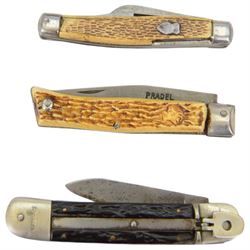 Collection of pen knives, including Swedish barrel knife, with steel blade, marked Segerstrom Eskilstuna, Pradel, Jowika, Springer etc 