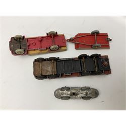 Dinky - sixteen unboxed and playworn die-cast models including Foden lorry, Big Bedford lorry with Halesowen Farm Trailer, Thunderbolt land speed record car, Spirit of the Wind racing car, market garden truck, Bedford tipper, station wagon, tanker, motorcycle combination etc; two Corgi models; and five Matchbox/Lesney models (23)