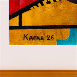 Anna Aleksandrovna Kogan (Russian 1902-1974): 'Suprematist Composition',  oil and collage on board signed in Cyrillic and dated '26, titled verso with Moscow Committee stamp 30cm x 24cm