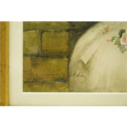 Charles Alphonse Goldie (British 19th/20th century): Portrait of a Chinoiserie Girl Holding a Parasol, watercolour signed 35cm x 25cm