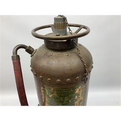Large copper ‘Waterloo’ fire extinguisher by Read and Campbell Ltd and another Safex example 
