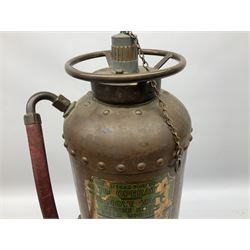Large copper ‘Waterloo’ fire extinguisher by Read and Campbell Ltd and another Safex example 
