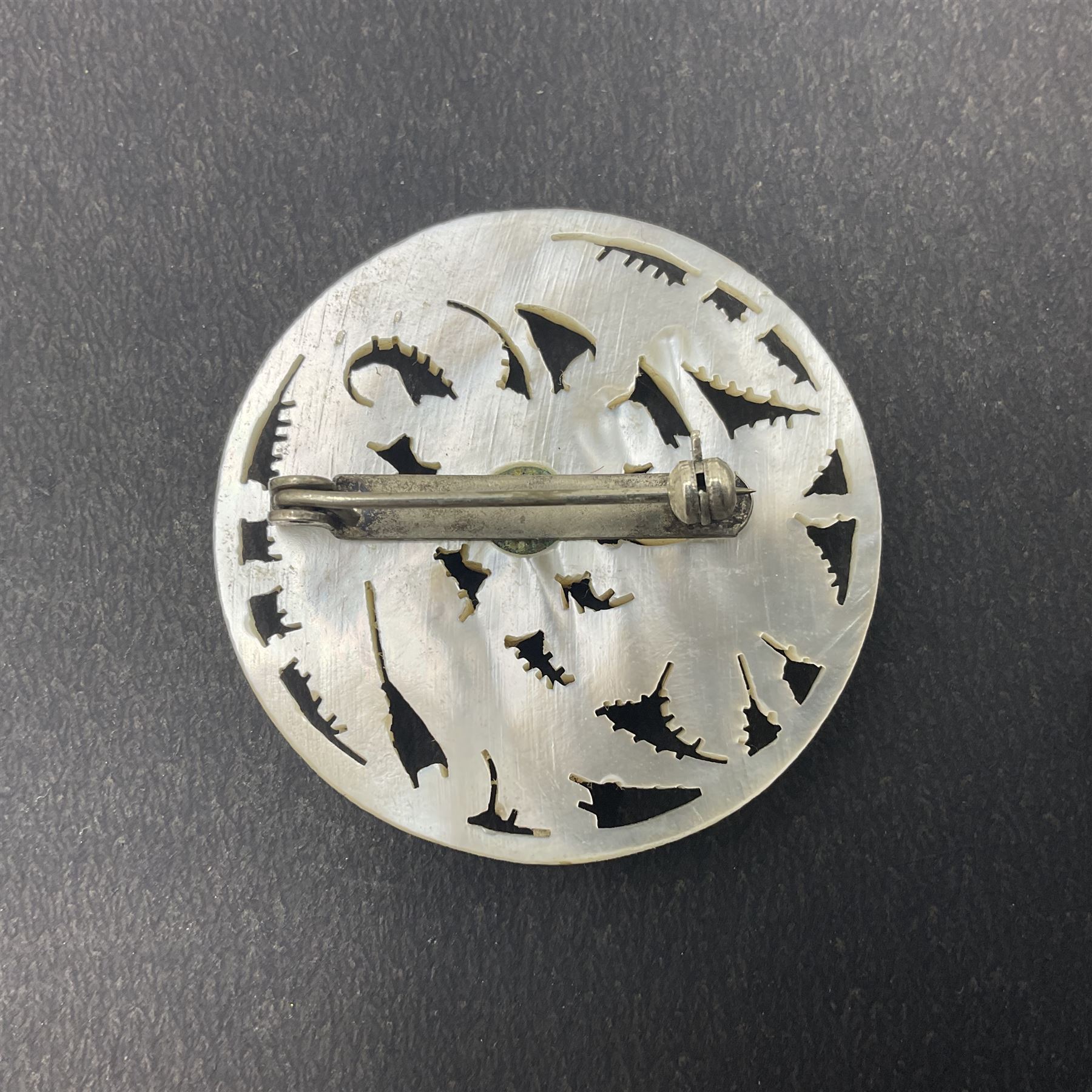 Two silver fruit knives with mother of pearl handles, hallmarked, mother of pearl tokens and similar items 