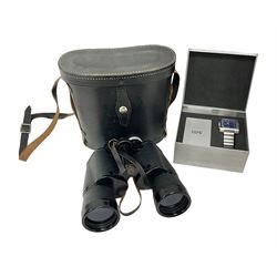  Pair of Regent 10x50 binoculars in case, together with a Storm Lexo Chronograph wristwatch