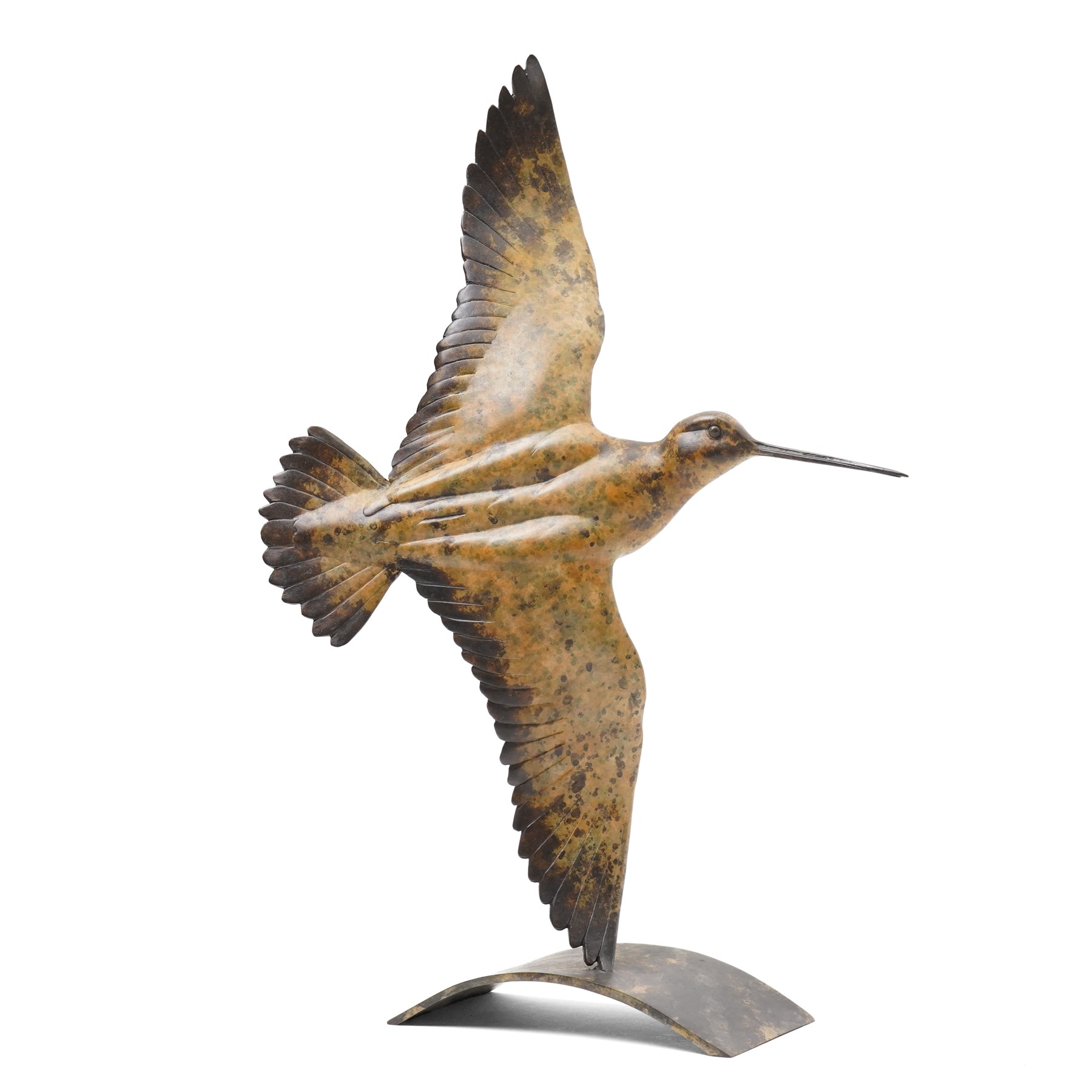 Ian Greensitt (British 1971-): 'Flying Snipe III', patinated bronze signed and numbered 8/12 to base, titled on accompanying COA, H40cm 