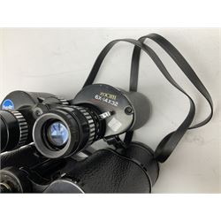 Eleven cased pairs of binoculars, to include Omiya 8x30, Tasco, Esde-Optik 8x40 Weitwinkel, Chinon 10x50 Field. Aico Rapide 8x30, Astralite zoom 6x- 14x32, etc