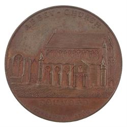 Scotland, Paisley Abbey Penny 1788, issued by James Wright, reading 'Abbey Church Founded (circiter)1160' and 'Interior of the Abbey Church as Repaired in its Original Stile A.D. 1788', approximately 21.7 grams
