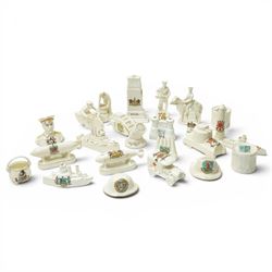 WWI crested china including Arcadian model of British Cavalry Soldier, another 'Tommy in B...