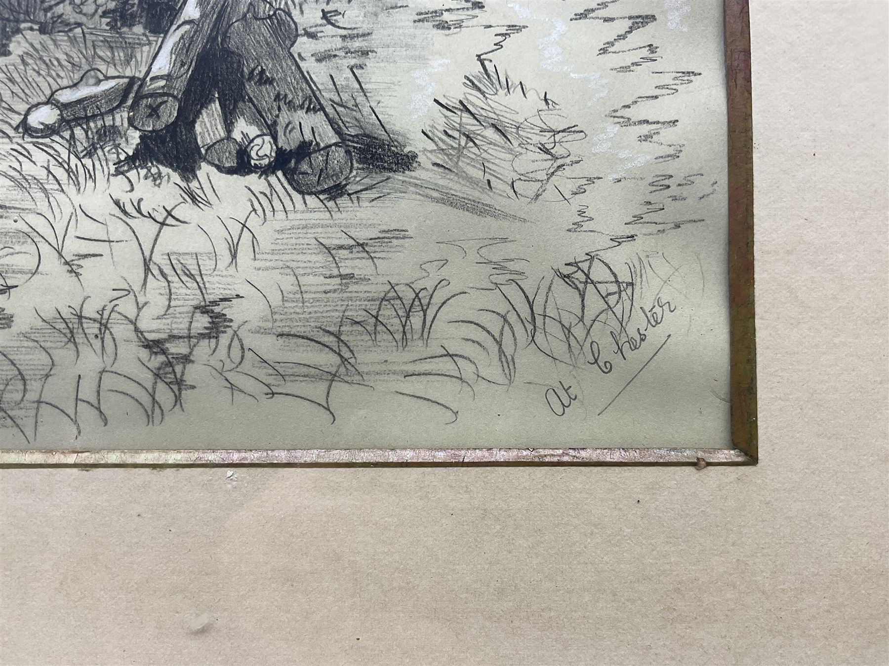 Ada Wilson (British early 20th century): 'At Chester', pencil heightened in white signed titled and dated 'April 11th 1901', 34cm x 51cm