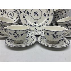 Royal Doulton Yorktown pattern tea wares, comprising twelve teacup trios and two dinner plates, all with printed marks beneath