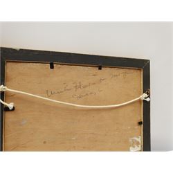 Harry Edmunds Crute (British 1888-1975): Cornish Beach Scene, oil on board signed 15cm x 19cm, together with two similar oils one signed Smith, inscribed verso 14cm x 19cm (3)