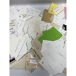 Collection of over 600 autographs on cards, clipped pieces, letters etc including William Gladstone, Lord North, Randolph Churchill, Hugh Dalton, Philip Noel-Baker, Philip Burne-Jones, Tiger Woods, Ben Hogan, Cindy Crawford, Viv Nicholson, Roddy Doyle, Diana Cooper, Woody Allen, Roy Orbison, Mary Wilson, Sammy Davis Jr., Clive Brook, Roger Quilter, Chay Blyth, Chris Bonington, John Lodge, Trevor Bayliss, Penelope Wilton, Tom O'Connor, Charles Aznavour, Alan Tichmarsh, Michael Ball, Thelma Barlow, Jack Brymer, Paul Badura-Skoda, John Lill, John Conteh, Charlotte Knollys, Arthur Godfrey, Eric Sykes, Queen Noor of Jordan, Victoria Gledenning, Madeleine Albright etc