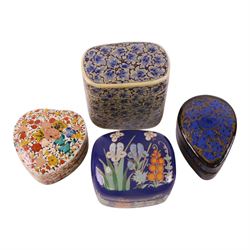 Collection of eleven lacquered boxes, mainly Indian, decorated with floral motifs, tallest H10cm 