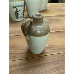 Group of 19th century Scottish stoneware alcohol flagons, including a pictorial 