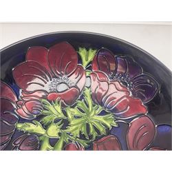 Moorcroft Anemone pattern fruit bowl, with painted and impressed marks beneath, D26cm