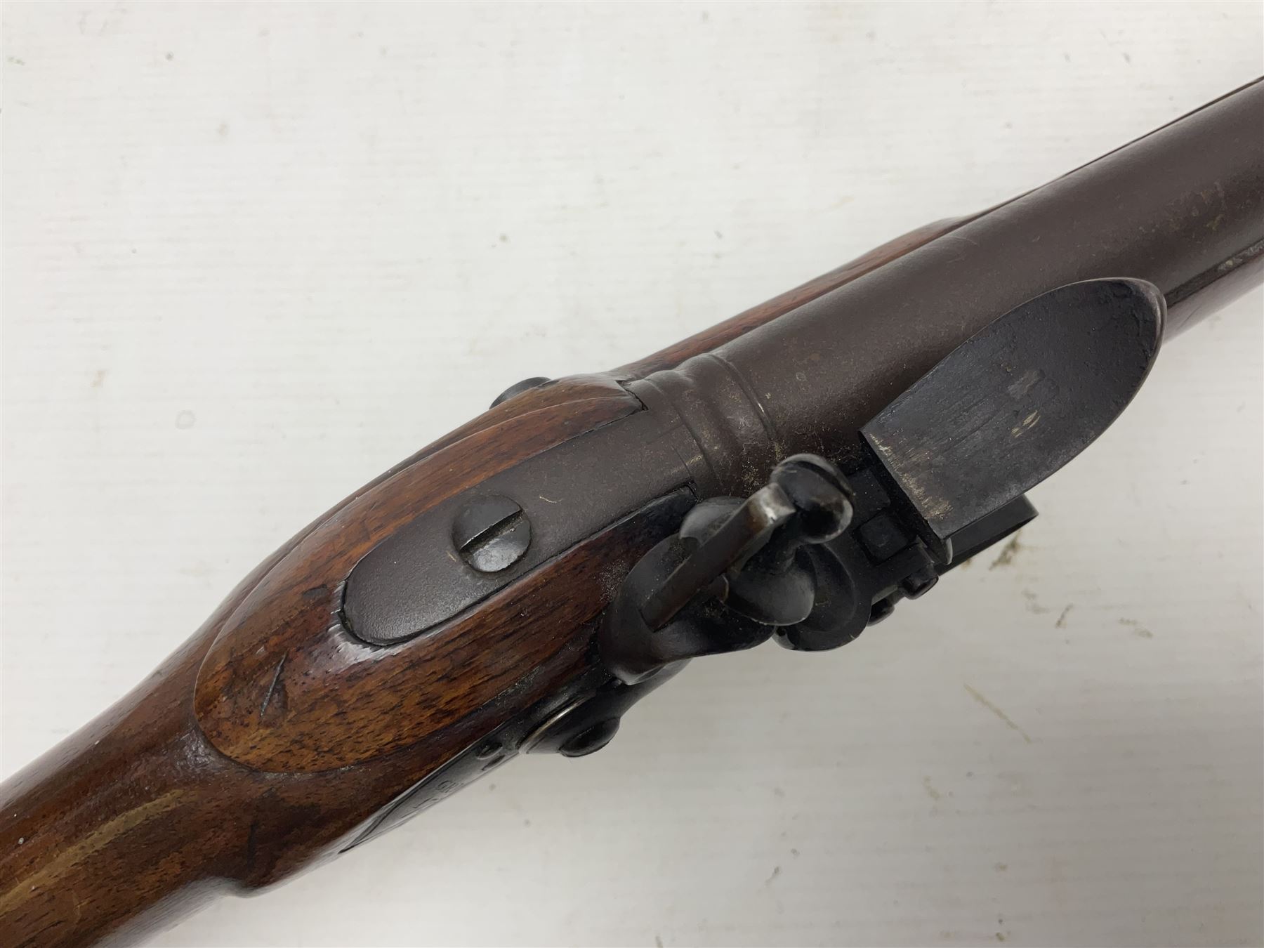 18th century flintlock coaching carbine, approximately 24-bore, maker Grice dated 1759, the 56cm(22